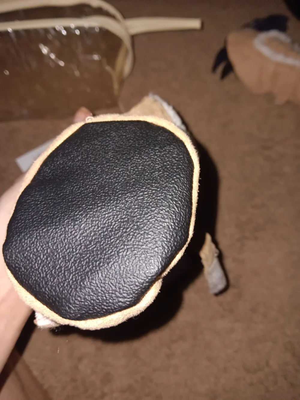 Tan and White Faux-Shearling Pet Booties with Drawstring